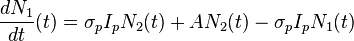 \frac{d N_1}{d t}(t)= \sigma_p I_p N_2(t)+A N_2(t)-\sigma_p I_p N_1(t)