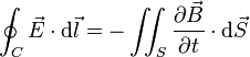 \oint_{C} \vec E \cdot \mathrm{d}\vec l = -\iint_{S} \frac{\partial \vec B}{\partial t} \cdot \mathrm{d}\vec S