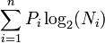 \sum_{i=1}^n P_i \log_2(N_i)