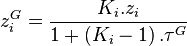 z_i^G = { K_i . z_i \over 1 +  \left( K_i - 1 \right) . \tau^G }