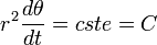 r^2 \frac {d \theta} {dt} = cste = C 