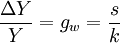 \frac{\Delta Y}{Y} = g_{w} = \frac{s}{k}\,