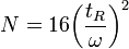 N=16{\left(\frac{t_R}{\omega}\right)}^2