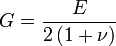 G = \frac{E}{2 \, (1+\nu)}