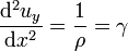 \frac{\mathrm{d}^2 u_y}{\mathrm{d} x^2} = \frac{1}{\rho} = \gamma