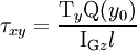 \tau_{xy} = \frac{\mathrm{T}_{y}\mathrm{Q}(y_0)}{\mathrm{I}_{\mathrm{G}z}l}