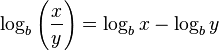  \log_b\left(\frac{x}{y}\right) = \log_b x - \log_b y \,