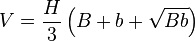 V=\frac H3 \left(B+b+\sqrt{Bb}\right)