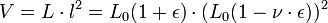  V = L \cdot l^2=L_0(1+\epsilon) \cdot (L_0(1-\nu\cdot\epsilon))^2 