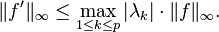 \|f'\|_\infty \leq \max\limits_{1\leq k\leq p}|\lambda_k|\cdot \|f\|_\infty.