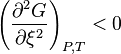 \left(\frac{\partial^2 G}{\partial \xi^2}\right)_{P,T} < 0