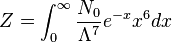 Z = \int_0^{\infty} {N_0 \over \Lambda^7}e^{-x} x^6 d x 