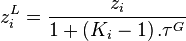 z_i^L = { z_i \over 1 +  \left( K_i - 1 \right) . \tau^G }