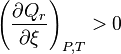 \left(\frac{\partial Q_r}{\partial \xi} \right)_{P,T} > 0