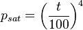 p_{sat} = \left(\frac{t}{100}\right)^4