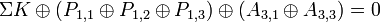 \Sigma K \oplus (P_{1,1} \oplus P_{1,2} \oplus P_{1,3}) \oplus (A_{3,1}\oplus A_{3,3}) = 0