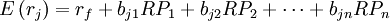 E\left(r_j\right) = r_f + b_{j1}RP_1 + b_{j2}RP_2 + \cdots + b_{jn}RP_n