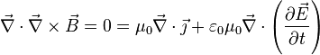 \vec{\nabla} \cdot  \vec{\nabla}\times \vec{B} = 0 = \mu_0 \vec{\nabla} \cdot \vec{\jmath} + \varepsilon_0 \mu_0 \vec{\nabla} \cdot \left( \frac{\partial \vec{E}}{\partial t} \right)