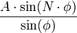  \frac{A\cdot \sin(N\cdot\phi)}{\sin(\phi)}