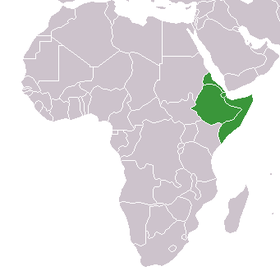 Carte des États de la corne de l’Afrique (en vert).