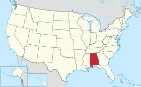 Carte des États-Unis avec l'Alabama en rouge.SurnomThe Heart of Dixie, The Yellowhammer State, The Cotton Plantation State, The Cotton StateEn français : « Le Cœur de Dixie, L'État du Pic Flamboyant, L'État des Plantations de Coton, L'État du Coton »DeviseAudemus jura nostra defendere« Nous osons défendre nos droits »