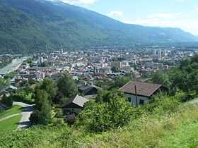 Vue aérienne d'Albertville depuis la commune de Pallud