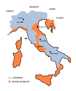 Carte : royaume des Lombards