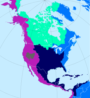 Carte de l'Amérique du Nord présentant les 5 bassins versants majeurs