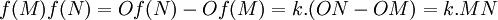 f(M)f(N)=Of(N)-Of(M)=k.(ON-OM)=k.MN