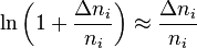  \ln \left(1 + \frac{\Delta n_i}{n_i} \right) \approx \frac{\Delta n_i}{n_i} 