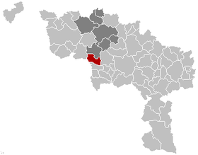 Situation de la commune au sein de l’arrondissement d’Ath et de la province de Hainaut