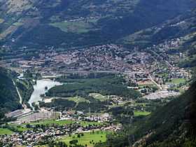 La ville de Bourg-Saint-Maurice vue depuis les hauteurs