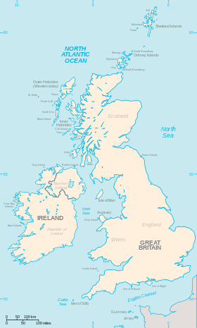 Carte des îles Britanniques.