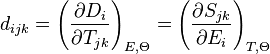 
d_{ijk} =  \left( \frac{\partial D_i}{\partial T_{jk}} \right)_{E,\Theta}
       =  \left( \frac{\partial S_{jk}}{\partial E_i} \right)_{T,\Theta}
