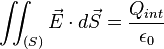 \iint_{(S)} \vec{E}\cdot d\vec{S}=\frac{Q_{int}}{\epsilon_0}