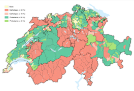 Carte bicolore rouge (culte catholique) et verte (culte protestant).