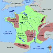 Une carte physique de la France, simplifiée à l’extrême.