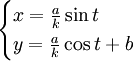 \begin{cases}x={a \over k}\sin t \\ y ={a \over k}\cos t + b \end{cases}