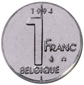 La dernière pièce de 1 franc belge, datant de 1994.