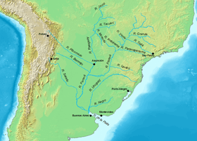 Les principaux cours d'eau du bassin du Paraná.