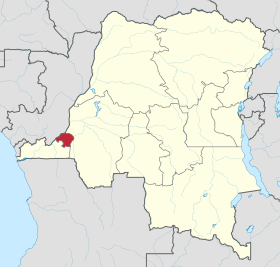 Localisation de la Ville-Province de Kinshasa(en rouge), à l’intérieur de la République démocratique du Congo