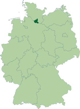 Localisation de Hambourg (en vert foncé) à l'intérieur de l'Allemagne