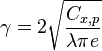 \gamma = 2 \sqrt{C_{x,p} \over \lambda \pi e} 