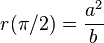  r(\pi/2) = \frac{a^2}{b} 