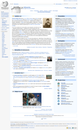 Page d'accueil de Wikipédia en français.