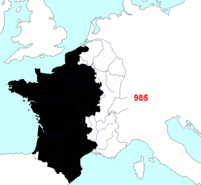 Carte animée montrant l’évolution du territoire français métropolitain de 985 à 1947. Après s’être petit à petit accru au Moyen Âge et aux Temps Modernes, la France a connu sa dernière extension territoriale majeure et définitive en 1860, avec l’acquisition de Nice et de la Savoie.