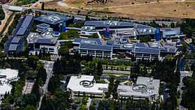 Vue aérienne du centre du Googleplex