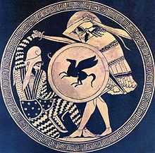 Représentation d'un corps à corps entre un hoplite et un guerrier perse