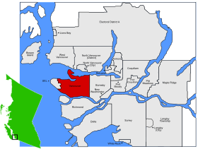 Localisation de Vancouver dans son aire métropolitaine