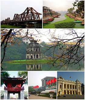 Le pont Long Biên, Bến Đục, la tour de la Tortue sur le lac Hoan Kiem, le temple de la Littérature, le mausolée de Hô Chi Minh, l'opéra de Hanoï.